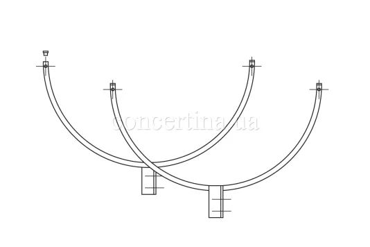 Схема U-образных кронштейнов под дюбеля