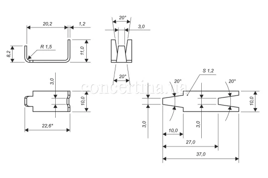 Drawing clips for a Concertina flat barrier